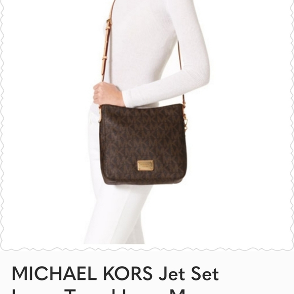 Michael Kors Jet Set Large Travel Logo Messenger Bag, Brown - Picture 1 of 10